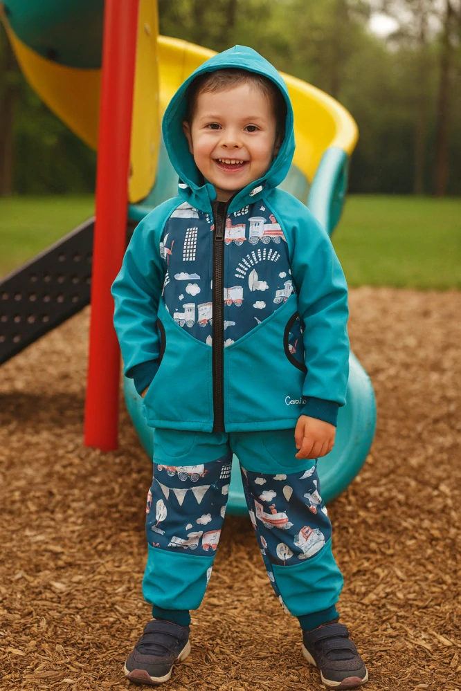 Dětská softshellová bunda VLAKY