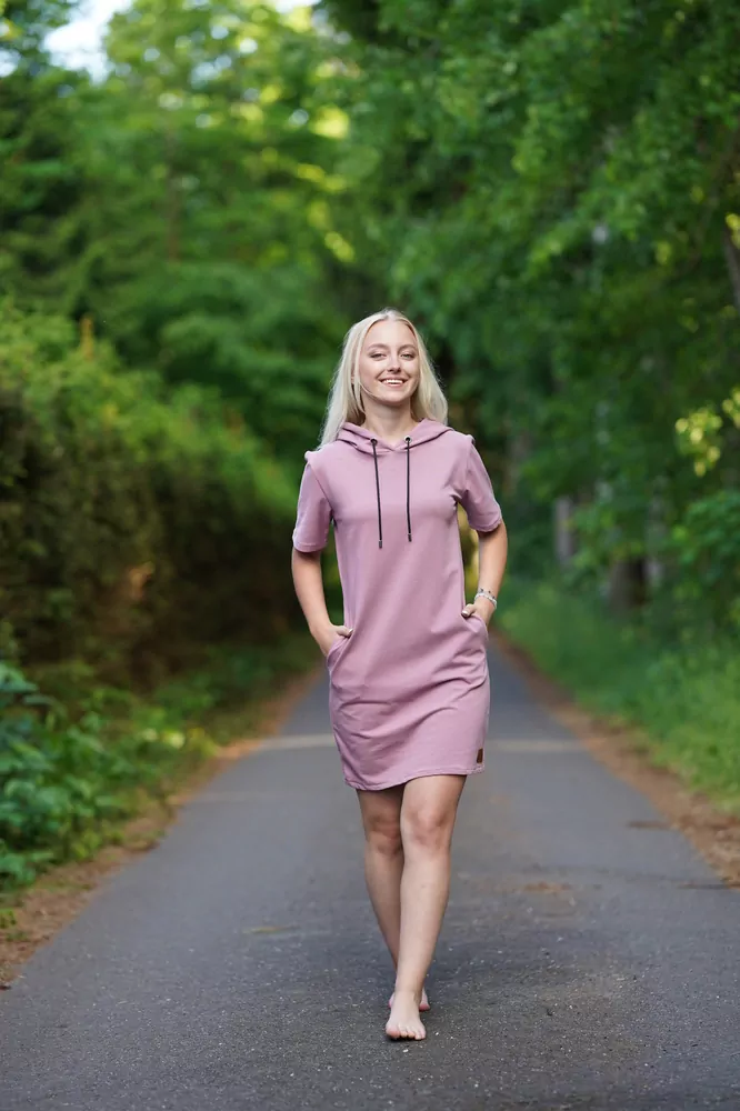 Dámské mikinošaty GOMI starorůžová