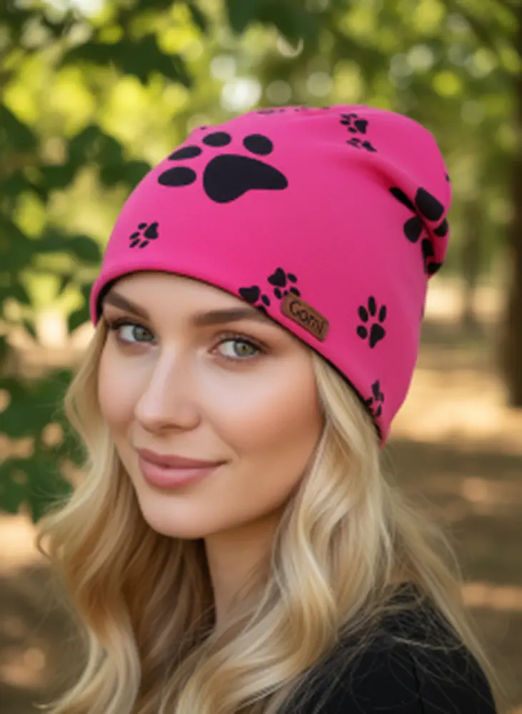 Dvouvrstvá čepice TLAPKY růžová