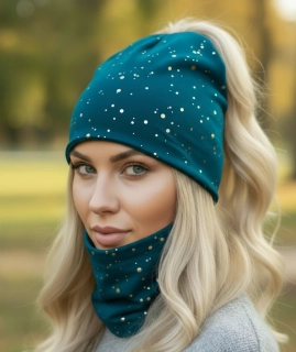 Dvouvrstvá čepice s nákrčníkem s otvorem na culík  CLAUDIA 