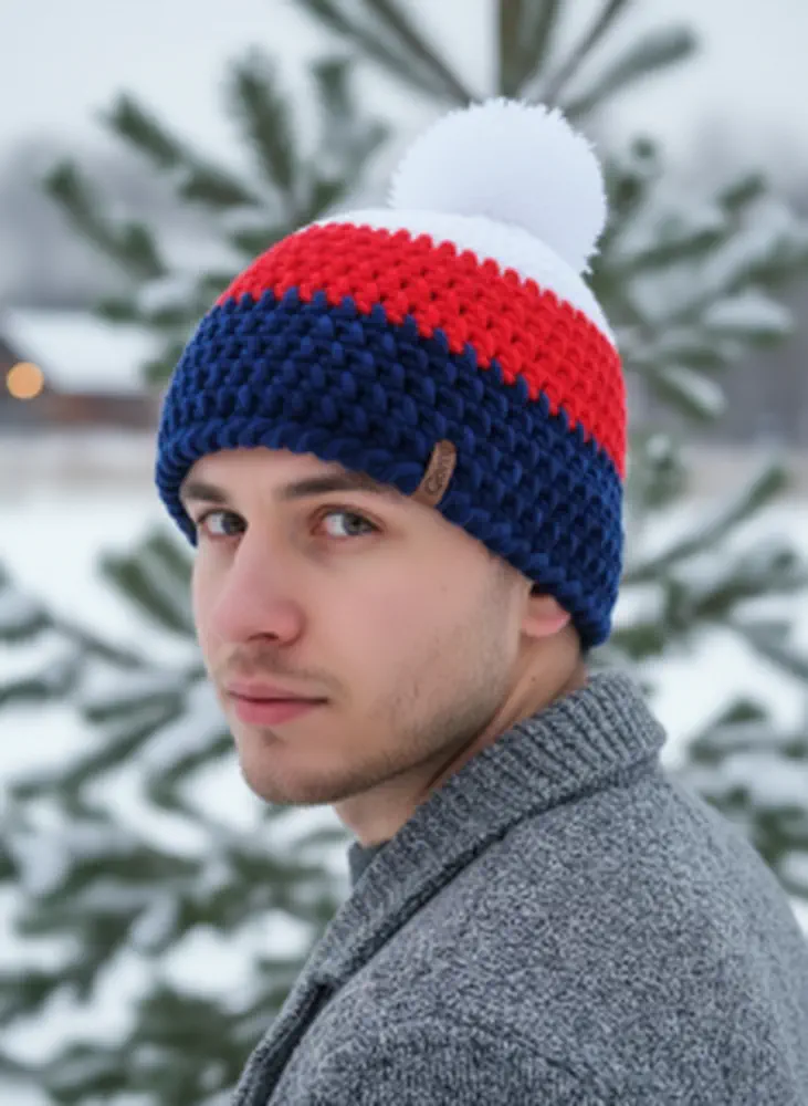 Háčkovaný žinylkový kulich ČESKÁ REPUBLIKA s klasickou bambulí