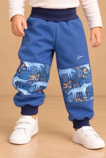 Dětské softshellové kalhoty s kožíškem vlci, vel. 92/98