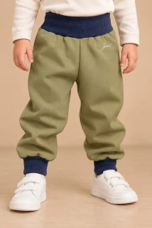 Dětské softshellové kalhoty s kožíškem khaki, vel. 80/86
