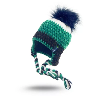 Háčkovaná ušanka FOREST s bambulí