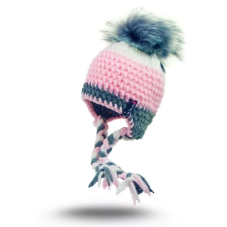 Háčkovaná ušanka ČESKÁ REPUBLIKA s bambulí