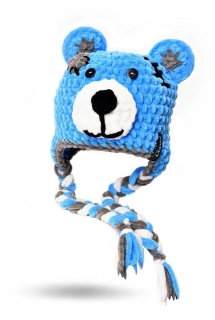 Háčkovaná ušanka BLAU  MEDVÍDEK