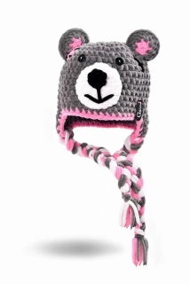 Háčkovaná ušanka Girl MEDVÍDEK