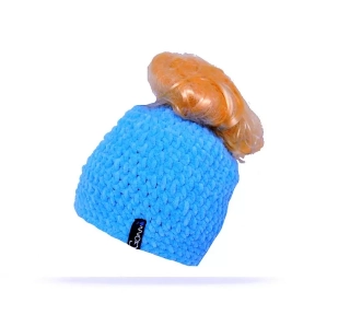 Háčkovaný kulich s otvorem na culík s lurexovou nitkou 