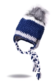 Háčkovaná ušanka DANNY s bambulí