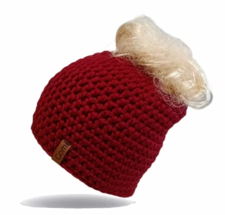 Háčkovaný kulich s otvorem na culík - MERINO