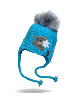 Háčkovaná ušanka Alex s BAMBULÍ a aplikací