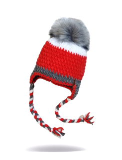 Háčkovaná ušanka Angela s bambulí