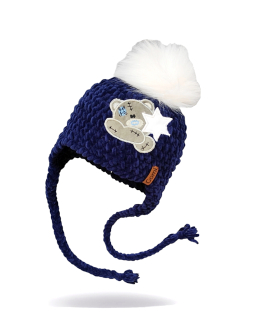 Háčkovaná ušanka Borek s BAMBULÍ a aplikací