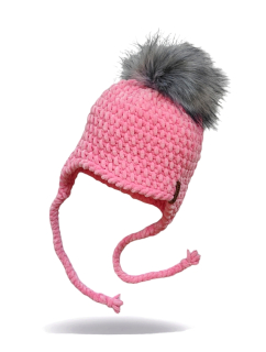 Háčkovaná ušanka BLANKA s bambulí