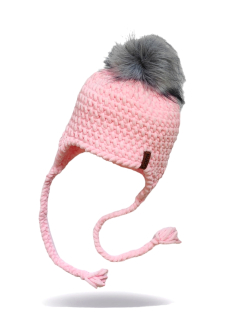 Háčkovaná ušanka BRIGITA s bambulí