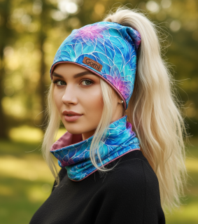 Dvouvrstvá čepice s nákrčníkem s otvorem na culík. ZOE