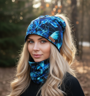 Dvouvrstvá čepice s nákrčníkem s otvorem na culík LUCIE