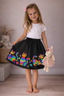 Kolová dětská sukně KOČIČKY