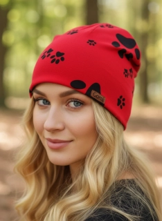 Dvouvrstvá čepice TLAPKY červená