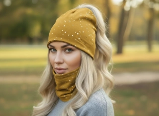 Dvouvrstvá čepice s nákrčníkem s otvorem na culík BARBORA