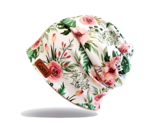 Dvouvrstvá čepice KVĚTINY